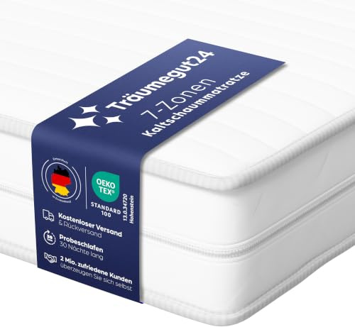 Träumegut24 AquaFlex 7-Zonen Matratze 90x200 cm | H4 | Ergonomische Kaltschaummatratze | Hypoallergen & Antibakteriell | Bezug abnehmbar & waschbar | Oeko-TEX® | (16cm, 90 x 200 cm)