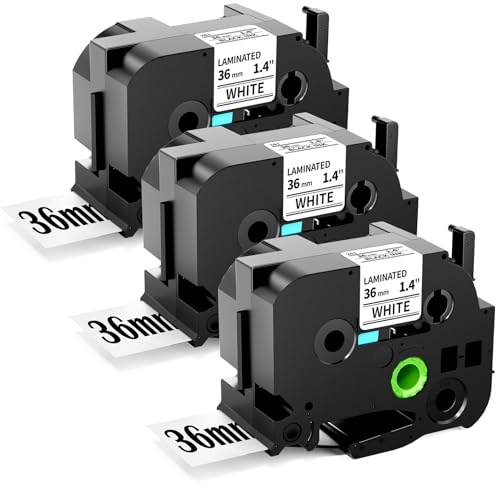 Oozmas TZe261 36mm Ruban Compatible avec Brother P-Touch 36 mm | TZe-261 Laminé Noir sur Blanc, Compatible avec Brother Ptouch PT-P950NW P900W PT-9700 PT-9800