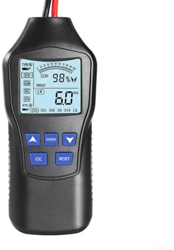 Tester per batterie per auto, 12 V 24 V, per batterie AGM, Gel, EFB | Analizzatore batteria LCD con SOH SOC CCA | SAE DIN IEC JIS EN Standard |(ROSSO)