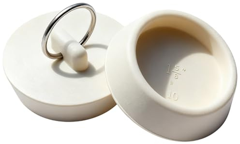 2-Pack Universal Rubber Drain Stoppers - Fits 1-5/8” to 1-3/4” Drains, Bath Tub & Kitchen Sink Plug with Hanging Ring
