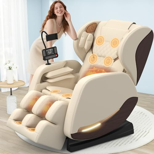 Sillón de Masaje,14 Rodillos de Masaje,Calefacción Lumbar para Cine en Casa | Masaje de pies, 8 Bolsas de Aire,Altavoz Bluetooth,Controlador de Pantalla Táctil,Sillón Reclinable de Gravedad Cero