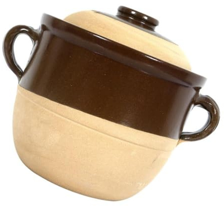 Cabilock Olla de Barro de 2l Dos Asas Antideslizantes y Aislamiento Térmico, Cazuela para Guisar, Olla Caliente Delicada Esmaltada, Utensilio de Cocina Casera Resistente a Ácidos y Álcalis