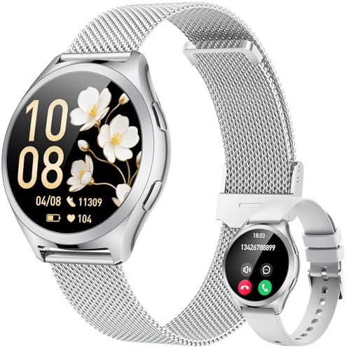 Montre Connectée Femme Smartwatch Sport: 1.27''avec Appel Bluetooth Fonction Féminine Fréquence Cardiaque SpO2 Moniteur de Sommeil 110+ Mode Multisports IP68 Podomètre Fitness Tracker pour Android iOS