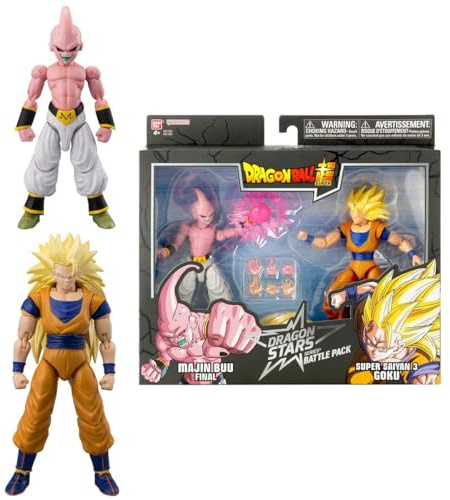 Dragon Stars Series - Dragon Ball Super - Set de figuras de acción de la batalla final Super Saiyan 3 Goku vs Majin Buu