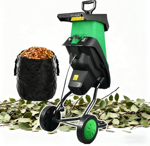 Trituradora Eléctrica De Jardín 2400 W, Madera, Con Bolsa Recolectora 50 L Y Ruedas Para Facilitar La Movilidad, Tritura Ramas Hasta 4 Cm, Diseño Antiatascos