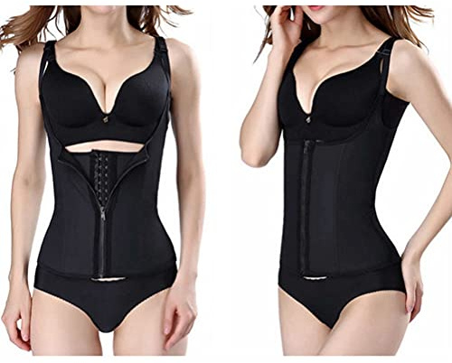 Chiyyak Korsett Midjetränare Slimming Body Shaper Väst för Kvinnor Form Timglas Figur, Justerbara Remmar för Gym Träning (svart #29)