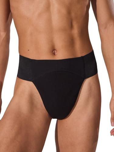 Capezio Men's Quilted Cotton Panel Thong Dance Belt, Black, Medium