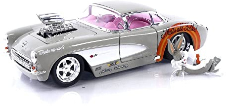 Jada Looney Tunes 1:24 1957 Chevrolet Corvette Die-cast Car & 2.75 Bugs Bunny Figure, Toys for Kids and Adults