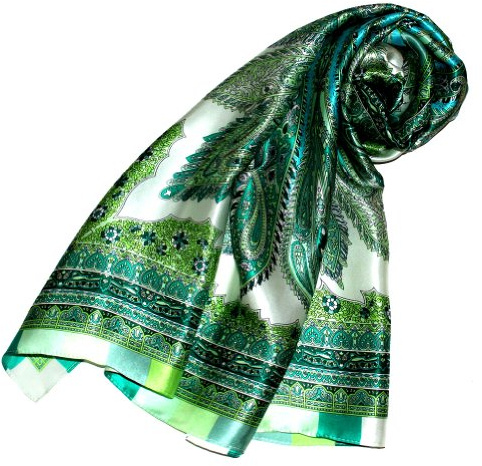 Lorenzo Cana Luxus dam sidenduk uppspänd tyg 100 % siden 100 cm x 100 cm damduk gren vit 89090