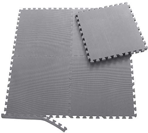 Sporttrend 24® 4 Schutzmatten ohne Randstücke Set in grau 60x60x1cm | 1,44qm | Bodenschutzmatte Unterlegmatte für Fitnessgeräte Sportgeräte