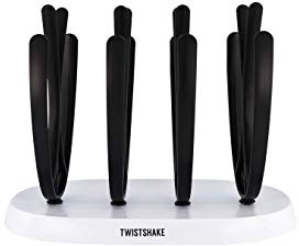 Twistshake Torkställ för 8 flaskor, Droppställ Passar Alla Twistshake Flaskstorlekar, Flaskställ för Nappflask Flasknappar, BPA-fri, Vit Svart