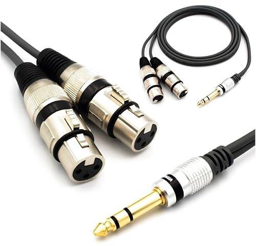 VITALCO 2 x XLR-uttag till stereojack kabel 1,5 m mikrofonkabel 3-polig hona till 6,3 TRS uttagsadapter