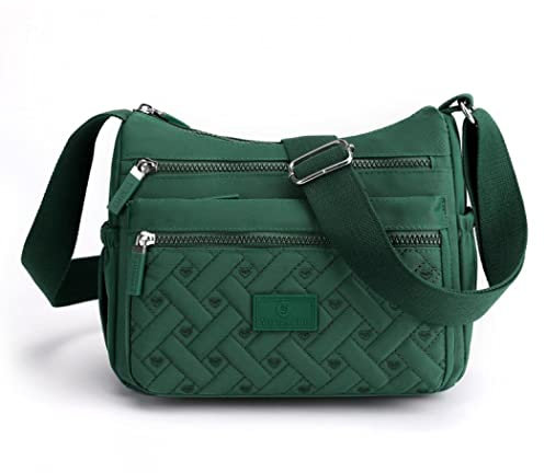 Milky Way Womens Multi Pocket Casual Crossbody Bag Waterproof Shoulder Messenger Bag Handbag for Daily Use Travel (dark green)