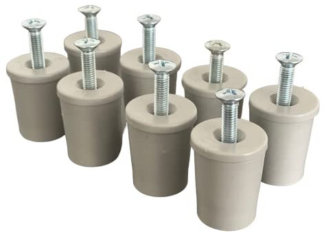 Tappo di Arresto Conico Paracolpo in Nylon per Avvolgibili Tapparelle Conf. 8 Pezzi (30 mm, Grigio)