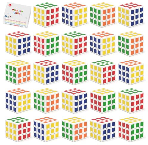 Vdealen 24 Pack Mini Cube Puzzle Party Favors for Kids, 1.18in 3x3 Magic Cube School Rewards & Classroom Prize for Students, Birthday Party Favors Easter Christmas Stocking Stuffers Gifts for Kids