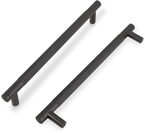 COTYKILEY 10-pack 192 mm (7,5 tum) matt svart skåphandtag, svart, räfflade handtag till köksskåp, dörrhandtag till kök, skåp, hårdvara, byråhandtag