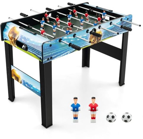 COSTWAY Baby-Foot avec 14 Joueurs & 4 Pieds Amovibles, Table de Jeu avec 2 Ballons & Gardien de Score, Jouets pour Adulte et Enfant de 8 Ans+ pour Fête, Bar, Salle de Jeux, 94 x 51 x 68,5 cm