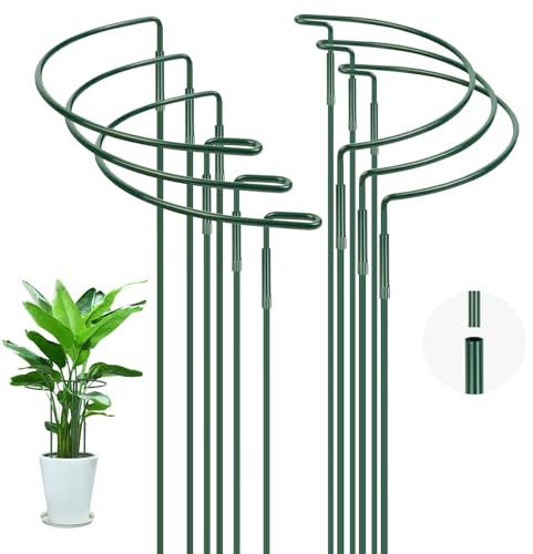 OFFCUP Pflanzenstützen, 6 Stück Pflanzenhalter Ringkäfig 20 * 35CM Staudenhalter Halbrund Metall Strauchstützen Blumenstütze für Gemüse, Tomaten, Pfingstrosen, Rosen, Hortensien, Topfpflanzen