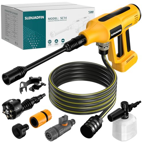 Trådlös högtryckstvätt för Dewalt 20 V batteri 700 PSI bärbar handhållen elbricka med 6-i-1 munstycke skumkanon för bilgolvstaket väggrengöring (batteri ingår inte)