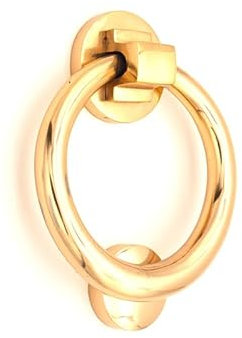 Infinity Decor Battente ad anello in ottone massiccio da 12,7 cm con finitura in ottone lucido – Battente per porta d'ingresso di alta qualità per mobili d'ingresso