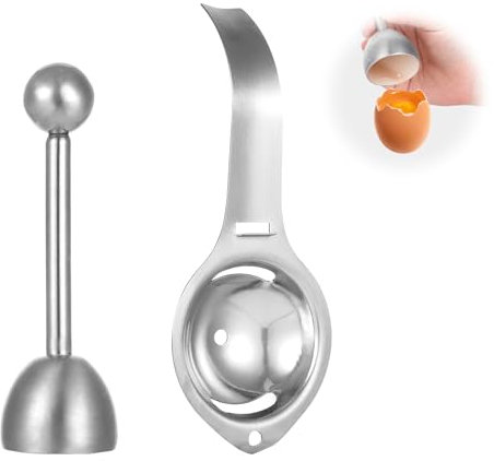 Abridor de huevos, separador de huevos, separador de yemas, de acero inoxidable, pelador de huevos para huevos cocidos, abridor de cáscaras de huevo, ayudante para el hogar, apto para lavavajillas