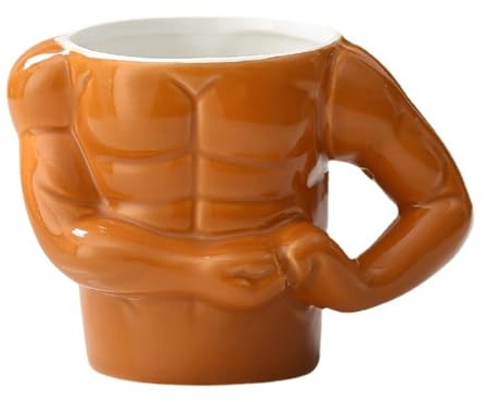 Jipersuo Taza de cerámica con forma de hombre musculoso, tazas de agua únicas, taza de café muscular realista divertida para entusiastas del gimnasio y decoración del hogar