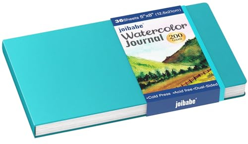 36 Sheets Watercolor Journal 21 x 13.5CM, A5 200 GSM Cold Press Watercolor Paper,Acid-Free for Art Painting, Drawing, Mixed Media (Blue)