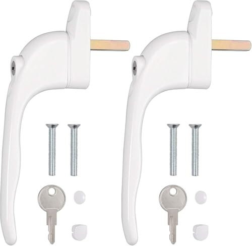 YZWHKJ Manija de Ventana,Manilla Puerta Aluminio 2 manijas de Ventana universales con Llave y Cerradura for Ventanas de PVC con Doble acristalamiento.