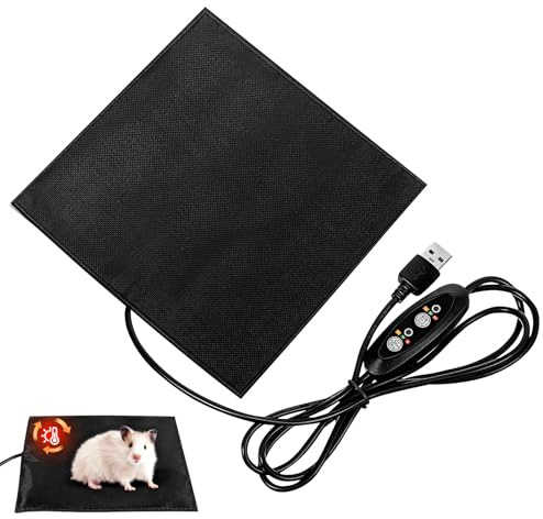 POPETPOP Almohadilla Térmica USB para Hámster y Reptiles Aislamiento Térmico de Fibra de Carbono, Tamaño 14 Cm, Adecuado para Invierno y Descanso