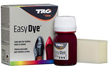 TRG The One - Tinte para Calzado y Complementos de Piel | Tintura para zapatos de Piel, Lona y Piel Sintética con Esponja aplicadora | Easy dye #111 Burdeos, 25ml