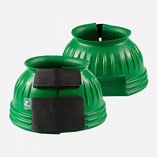 HORZE No Turn Overreach Rubber Bell Boots for Horses - Green - XL