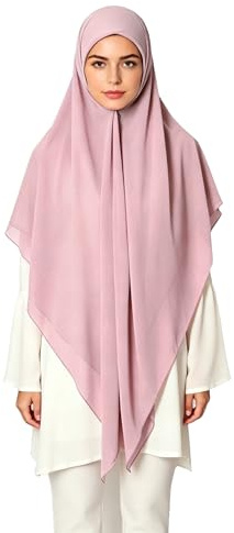 Lina & Lily Maxi Hijab Foulard Mousseline Femme Carré 145 x 145cm (Rose Poussiéreux)