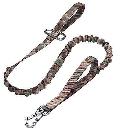 EXCELLENT ELITE SPANKER Taktische Bungee-Hundeleine Militärische verstellbare Hundeleine Schnellspanner elastische Leine mit 2 Kontrollgriffen(MCP)