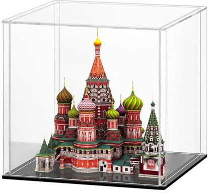 Huijintao Vetrina in Acrilico Trasparente, Teca Plexiglass Contenitori Cubo Scatola Espositiva per Collezionismo, Modellismo, Action Figure, Statuette (23x23x23cm)