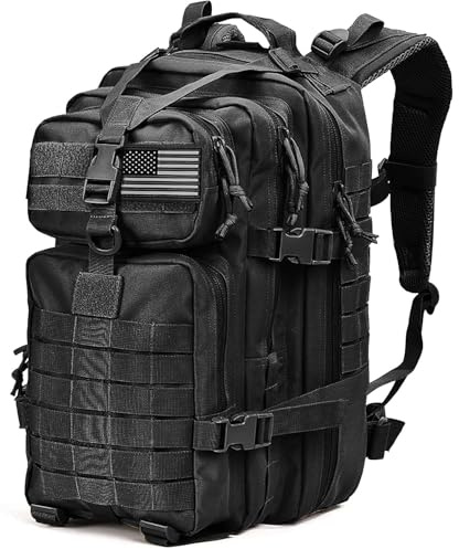 Tru Salute 45L Military Black Tactical Backpack Large Army 3 Day Pack Molle Bug out Bag Rucksack Backpack Military Black