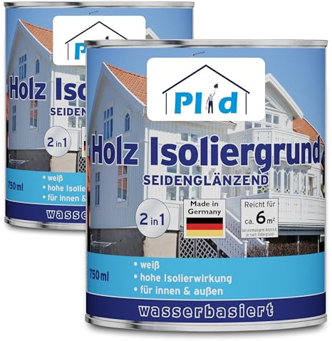 Plid® Apprêt isolant pour bois blanc - Effet isolant puissant - Apprêt pour peinture bois - Pour protection contre les intempéries - Bloque les ingrédients du bois - Recouvrable avec une peinture de
