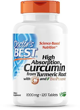 Doctor's Best, High Absorption Curcumin (Curcumine à Haute Absorption), 1.000mg, 120 Comprimés végétaliens, Testé en Laboratoire, Curcuma, Sans gluten, Sans Soja, Végétarien