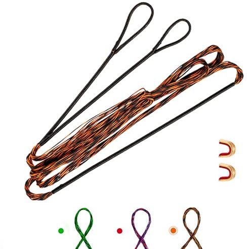 Deerseeker Archery Bowstring Set with 2 Nocking Points Dacron Recurve Bow String Replacement 12, 14, 16 Strands for Traditional Longbow Bow Shooting 48-70 inches（Brown, 1pcs ）