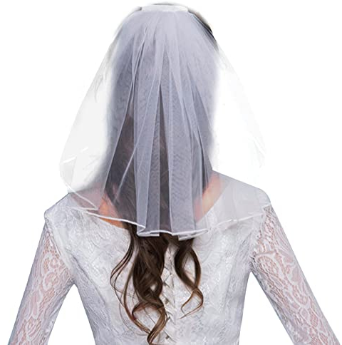 SEMINISMAR Brautschleier mit Haarkamm Einsteckkamm JGA Junggesellinnenabschied Hochzeit Schleier Tüll Brautkleid Schleier Kurze Brautschleier Kamm Braut Fee Hochzeit Zubehör Tüll