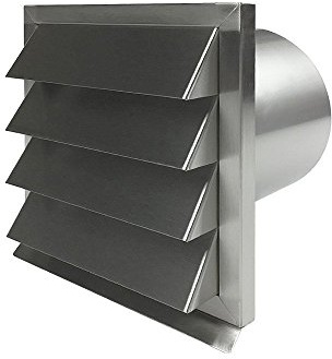 EASYTEC® Außenjalousie Ø 150 mm Edelstahl gebürstet mit Rückstauklappe aus Metall - Mauerkasten Abluftjalousie Lüftungsgitter Abluftgitter (150 mm)