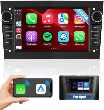 Hikity Android 2GB+64GB Autoradio mit Navi für Opel Astra Corsa Zafira Carplay Autoradio mit Bildschirm 7 Zoll Radio Android Auto Bluetooth WiFi GPS HiFi RDS FM Radio Rückfahrkamera