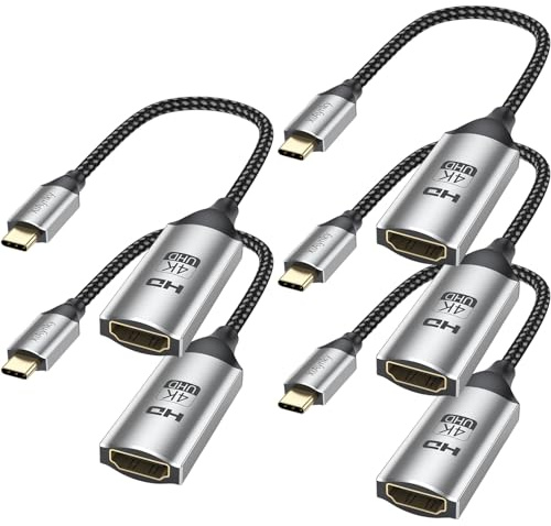 XiAyriky USB C to HDMI Adapter 5-Pack, 4K USB Type-C to HDMI Adapter Male to Female Cable, HDMI to USB-C (Thunderbolt 3 Compatible) for iPhone 15/15 Pro/15 Pro Max, MacBook Pro/Air, iPad Pro, Galaxy