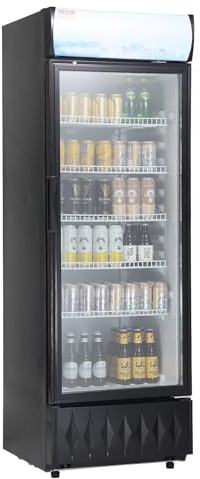 VEVOR Getränkekühlschrank Flaschenkühlschrank Schwarz 345 L, Getränkekühlschrank mit 5 Verstellbaren Einlegeböden, Gastro Getränkekühler LED 7-Stufige Knopfsteuerung, Kommerzieller Kühlschrank