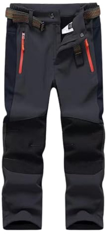 Hpbygstae Pantalon thermique imperméable pour garçon et fille - Pantalon de neige - Pantalon d'hiver - Pantalon de randonnée - Softshell - Pantalon de ski pour enfants, #24-gris, 120-130