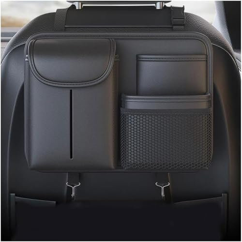 SRTMIRJJ Auto Rücksitz Organizer für MG ONE 2022 2023, Aufbewahrungstasche Wasserdicht Tragbar, Auto KopfstüTze Leder Organizer,A/Black