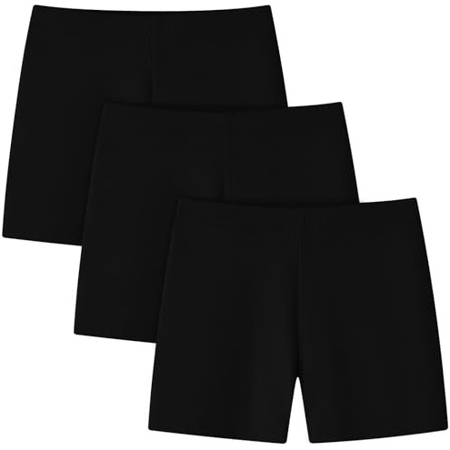 Adorel Girls Shorts Cycling Short Leggings Sports Cotton Summer Pack of 3 Black 8-10 Years (Manufacturer Size 140)