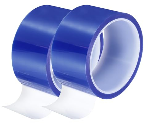 QUARKZMAN Cinta Térmica Azul, 2 Rollos 50mmx33m 108ft Cinta Resistente a Altas Temperaturas para Sublimación, Prensa de Vinilo, Transferencia de Calor, Placa de Circuito, Sin Residuo