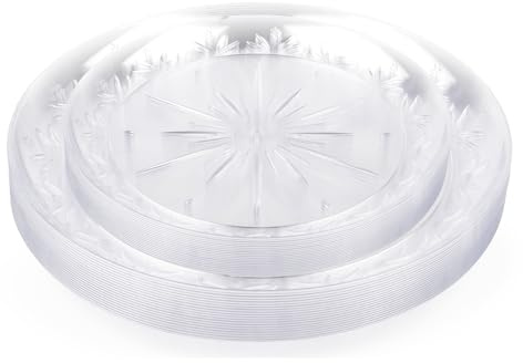 MATANA 40 Premium Clear Hard Plastic Dinner & Dessert Plates 19cm & 25cm - Elegant & Reusable Plates, Starter & Dinner Plate for Weddings, Birthdays, Picnic, BBQ, Parties