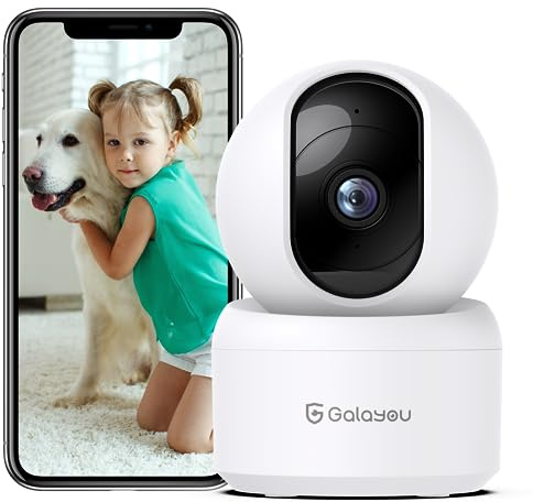 GALAYOU 5MP 2K Pet Camera, 2.4Ghz Indoor Home Security Camera for Pet Dog Cat Baby, 360° Wireless Pan/Tilt, Human & Motion Tracking, Night Vision, 2-Way Audio, Alexa Compatible, G2-5MP