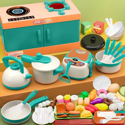 GQBVPN Set Giocattoli da Cucina 72 Pezzi Giocattoli da Cucina per Bambini, Giocattolo da Taglio per Cucina per Bambini, Taglio Cibo Verdura Chef Gioco, Giochi di Ruolo 3+ Anni